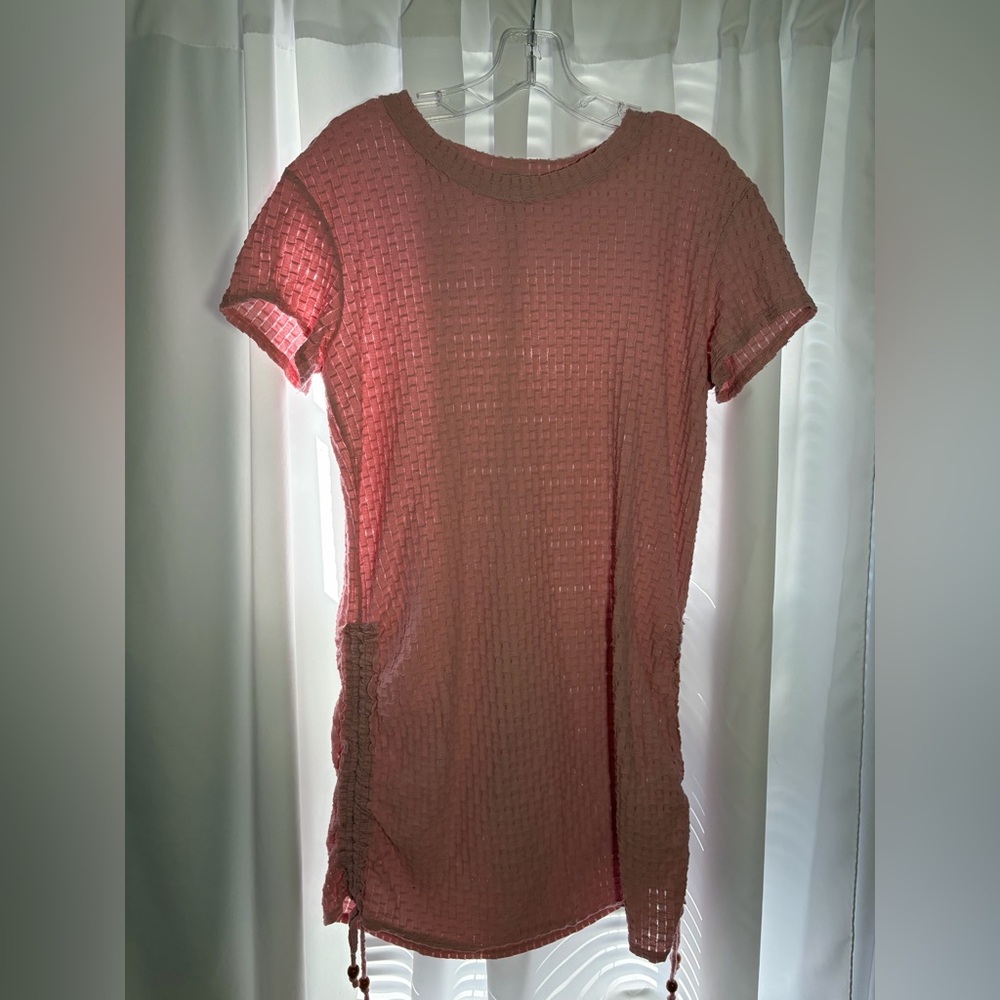 FREE PEOPLE BEACH Pink Cinch Mini Cover Up Dress Sz M